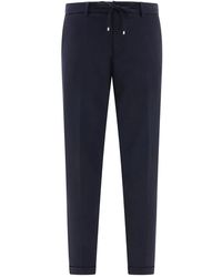 BRIGLIA - Broeken ,Blauw ,Wol Blauwe Wol Trekkoord Broek - Lyst