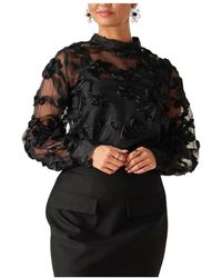 Aaiko - Overhemden ,Zwart ,Polyester Lucia Flower Pes 502 - Lyst