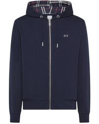 Sun 68 - Hoodies & Sweatvesten ,Blauw ,Katoen Hoodie Met Volledige Ritssluiting - Lyst