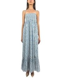 MC2 Saint Barth - Kleedjes ,Blauw ,Katoen Abito Lungo Ampio - Lyst