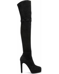 Bottes Daim Casadei en coloris Noir Femme Chaussures Bottes Bottes hauteur genou 
