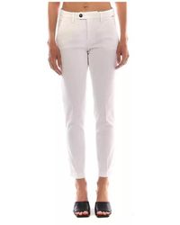 Roy Rogers - Broeken ,Wit ,Katoen Witte Enkel-Lengte Broek Met Zijsplit - Lyst