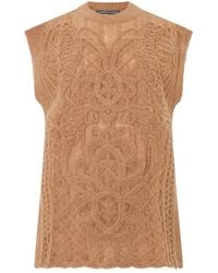 Alberta Ferretti - Truien & Vesten ,Wol Gebreide Top Zonder Mouwen Met Ronde Hals - Lyst