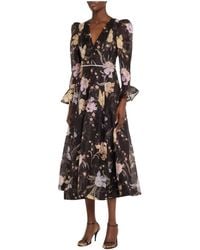 Zimmermann - Elegante Midi-Jurk Met Lange Mouwen - Lyst