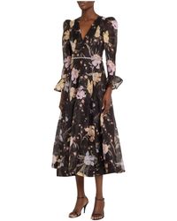 Zimmermann - Elegante Midi-Jurk Met Lange Mouwen - Lyst