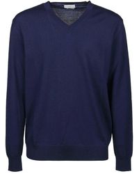 Ballantyne - Truien & Vesten ,Blauw ,Wol V-Hals Gebreide Kleding - Lyst