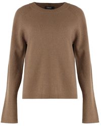 Max Mara - Truien & Vesten ,Bruin ,Wol Damasco Crew Neck Sweater - Lyst