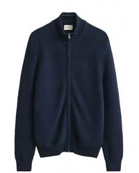 GANT - Truien & Vesten ,Blauw ,Katoen Textured Cotton Merino Cardigan - Lyst