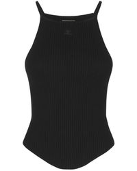 Courreges - Tops ,Zwart ,Polyester Sleeveless Tops - Lyst