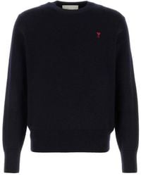 Ami Paris - Truien & Vesten ,Blauw ,Wol Ami De Coeur Crewneck Sweater - Lyst