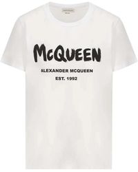 Alexander McQueen - Weißes oversize baumwoll t-shirt - Lyst