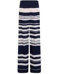 Veronica Beard - Broeken ,Blauw ,Linnen Heron Crossover Tailleband Extra Wijde Pijpen Broek - Lyst