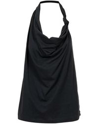 Sportmax - Tops ,Zwart ,Katoen Zwarte Mouwloze Katoenen Top Met Knoop - Lyst