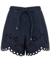 Zimmermann - Korte Broeken ,Blauw ,Katoen Mahon Katoenen Denim Shorts - Lyst