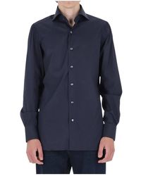Finamore 1925 - Overhemden ,Blauw ,Katoen Napoli Shirt - Lyst