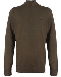 BOSS - Wollmischung Rollkragenpullover Mit Logo - Lyst
