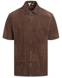 Loewe - Overhemden ,Bruin ,Leer Short-Sleeve Shirt - Lyst