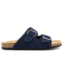 MC2 Saint Barth - Schoenen ,Blauw ,Katoen Sandalen Met Kurkzool En Verstelbare Banden - Lyst