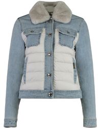 Moorer - Jassen ,Blauw ,Katoen Gewatteerd Jack Met Capuchon - Lyst
