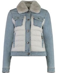 Moorer - Jassen ,Blauw ,Katoen Gewatteerd Jack Met Capuchon - Lyst