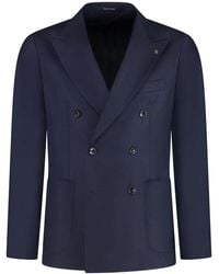 Tagliatore - Jassen ,Blauw ,Wol Dubbelrijige Jas Van Maagdelijke Wol - Lyst