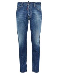 DSquared² - Jeans ,Blauw ,Katoen Blauwe Jeans Met Knoopsluiting - Lyst