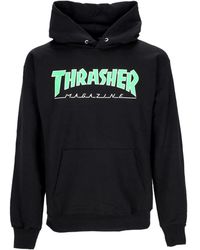 Thrasher - Zwart/Groene Outlined Hoodie Lange Mouw - Lyst