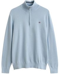 GANT - Truien & Vesten ,Blauw ,Katoen Pull Demi Zip Coton - Lyst