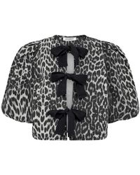 co'couture - Overhemden ,Grijs ,Katoen Leo Bow Blouse - Lyst