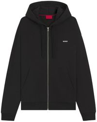 HUGO - Hoodies & Sweatvesten ,Zwart ,Katoen Zip-Through Sweatshirt - Lyst