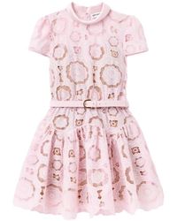 Self-Portrait - Kleedjes ,Roze ,Polyester Floral Lace Mini Dress - Lyst