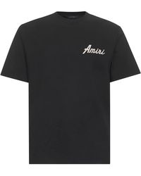 Amiri - Tops ,Zwart ,Katoen Script Logo Zwarte T-Shirts En Polos - Lyst