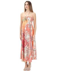SIMONA CORSELLINI - Tropisches Print Langes Kleid Elegante Frau - Lyst