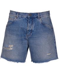 Balmain - Denim ripped shorts blu raw edge - Lyst