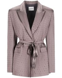 ANDAMANE - Jassen ,Grijs ,Leer Wilder Crystal Blazer With Belt - Lyst