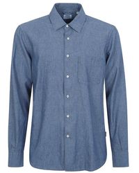 Aspesi - Overhemden ,Blauw ,Katoen Chambray Shirt - Lyst