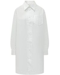 Ami Paris - Kleedjes ,Wit ,Katoen De Coeur Wide Shirt Dress - Lyst