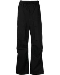 P.A.R.O.S.H. - Pantalones de algodón negros con detalles fruncidos y plisados - Lyst