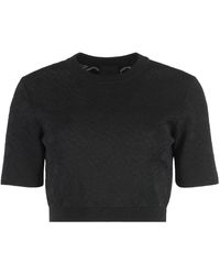 Givenchy - Tops ,Zwart ,Polyester Geribbelde Jacquard Gebreide Top - Lyst