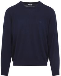 Etro - Truien & Vesten ,Blauw ,Gebreide C-Hals - Lyst