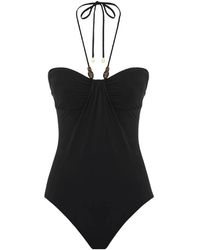 Zimmermann - Badmode ,Zwart ,Wylie Drape Halter One-Piece - Lyst