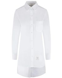 Thom Browne - Camisa blanca de popelina de algodón oversize con aberturas profundas en los lados y en la parte trasera - Lyst