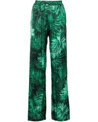 Ermanno Scervino - Pantaloni verdi in raso con stampa a foglie - Lyst