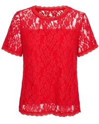 Cream - Overhemden ,Rood ,Rode Kant Blouse Top Vrouwelijke Kwaliteit - Lyst