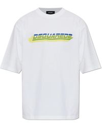 DSquared² - Tops ,Wit ,Katoen Katoenen T-Shirt Met Logo - Lyst