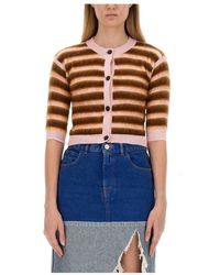 Marni - Truien & Vesten ,Veelkleurig ,Wol Wollen Vest Met Streepmotief - Lyst