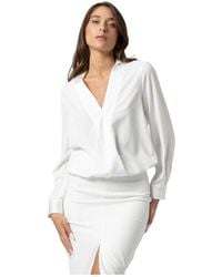 Kocca - Overhemden ,Wit ,Klassieke Blouse Met Lange Mouwen En V-Hals - Lyst