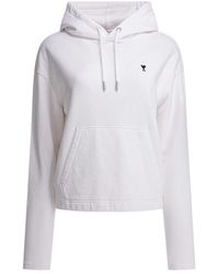 Ami Paris - Hoodies & Sweatvesten ,Wit ,Katoen Ami De Coeur Cropped Hoodie - Lyst