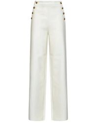 Max Mara - Broeken ,Wit ,Katoen Palazzo Broek Met Knopen - Lyst