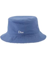 Dior - Wendbare blaue oblique fransige baumwollmütze - Lyst